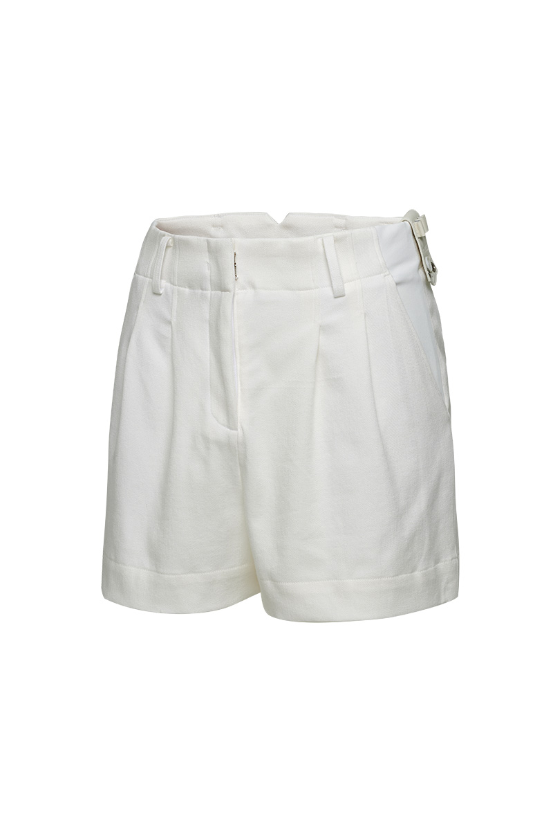 Women&#039;s two tuck waistbandless short pants - WhiteMondiac(몬디악)