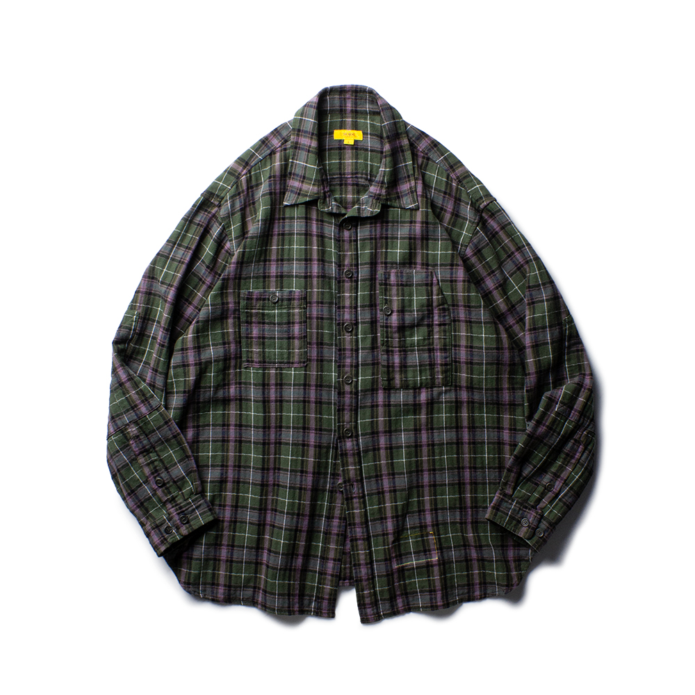 [Re stock]FLANNEL TEDDY SHIRT [OLIVE MIX]THE RESQ(더레스큐)